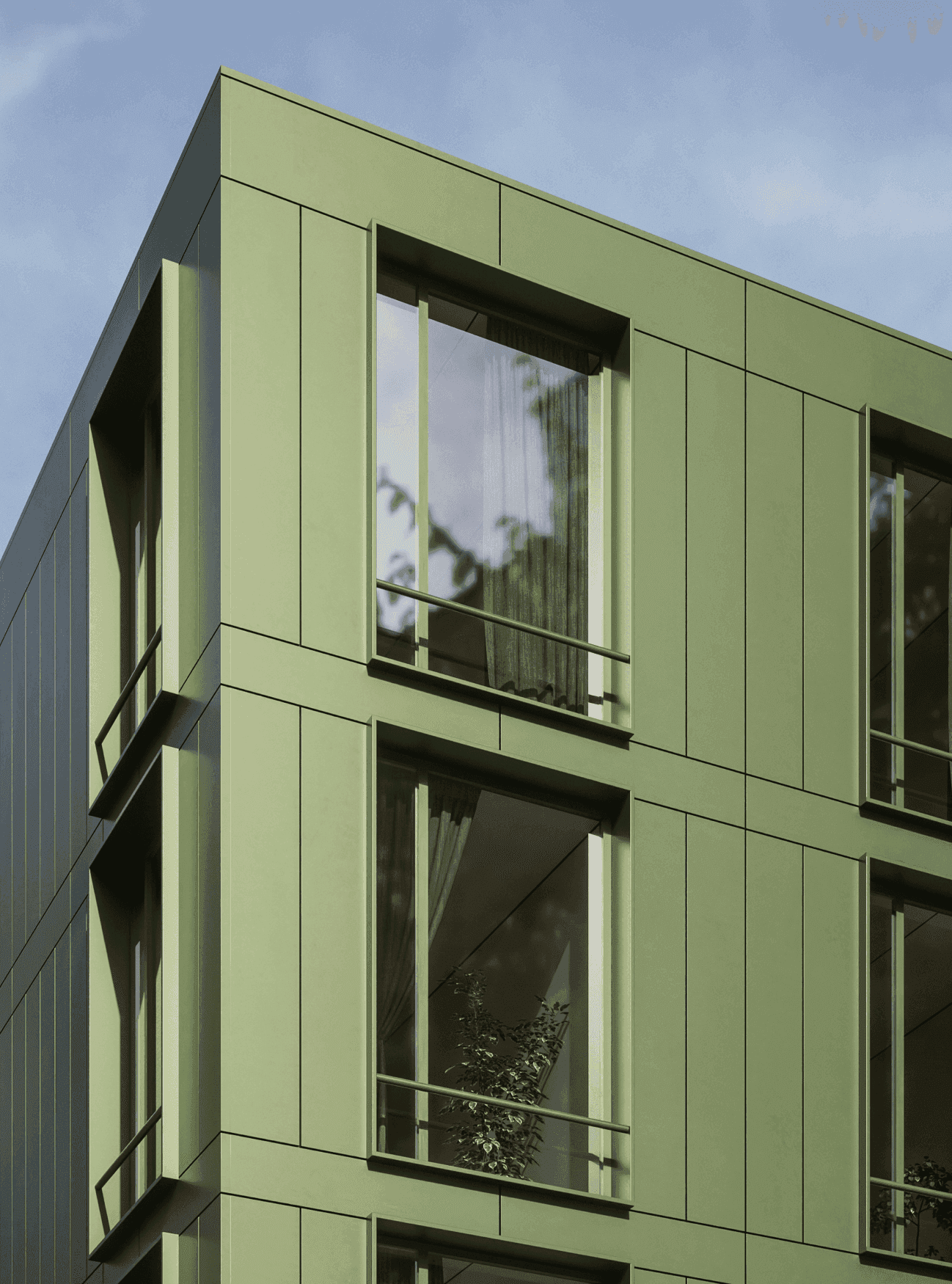 Aluminium facade — architectural visualization for AlINEL