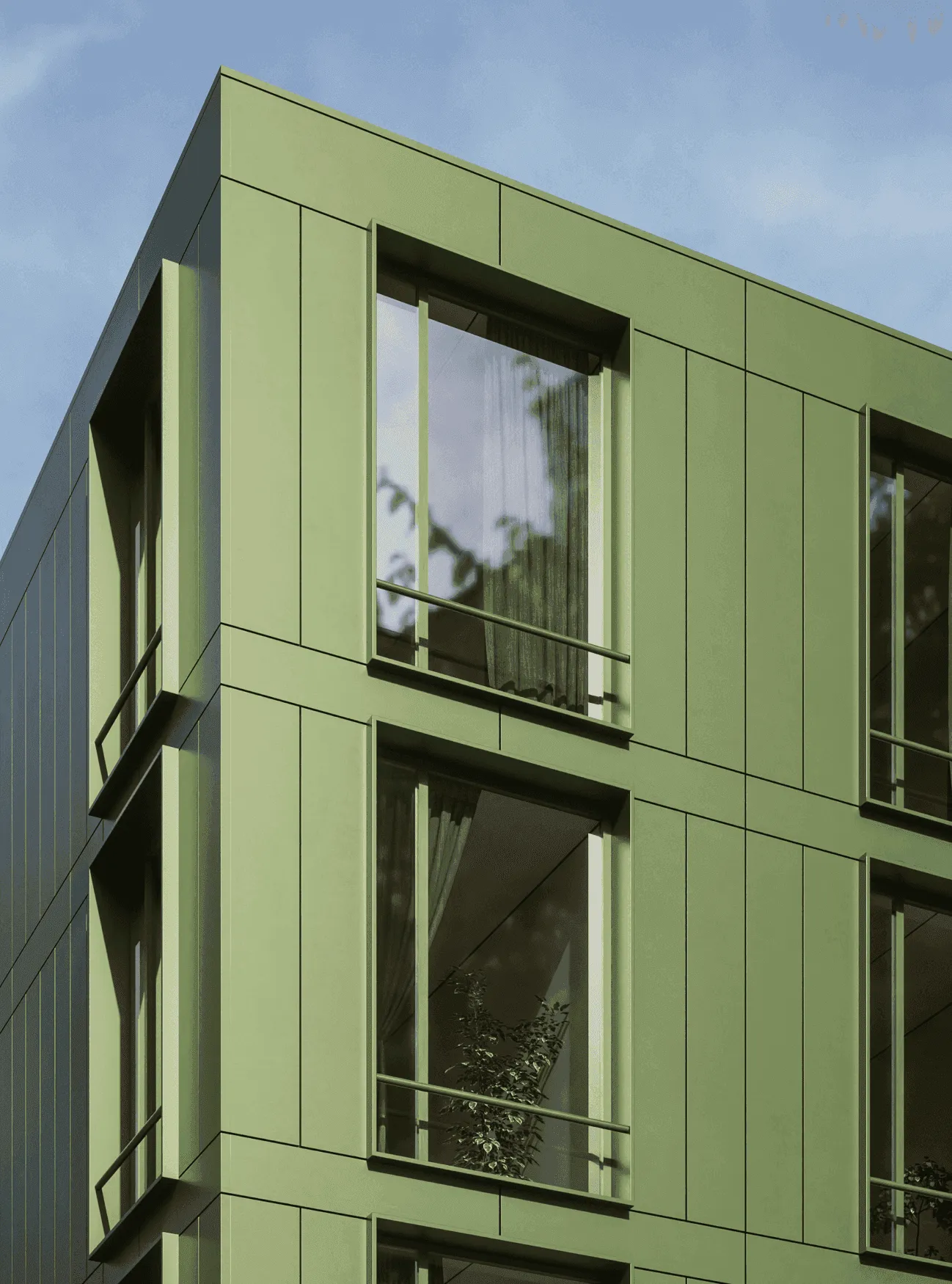 Aluminium facade — architectural visualization for AlINEL